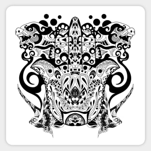 kaiju monsters in mandala hand pattern ecopop Sticker